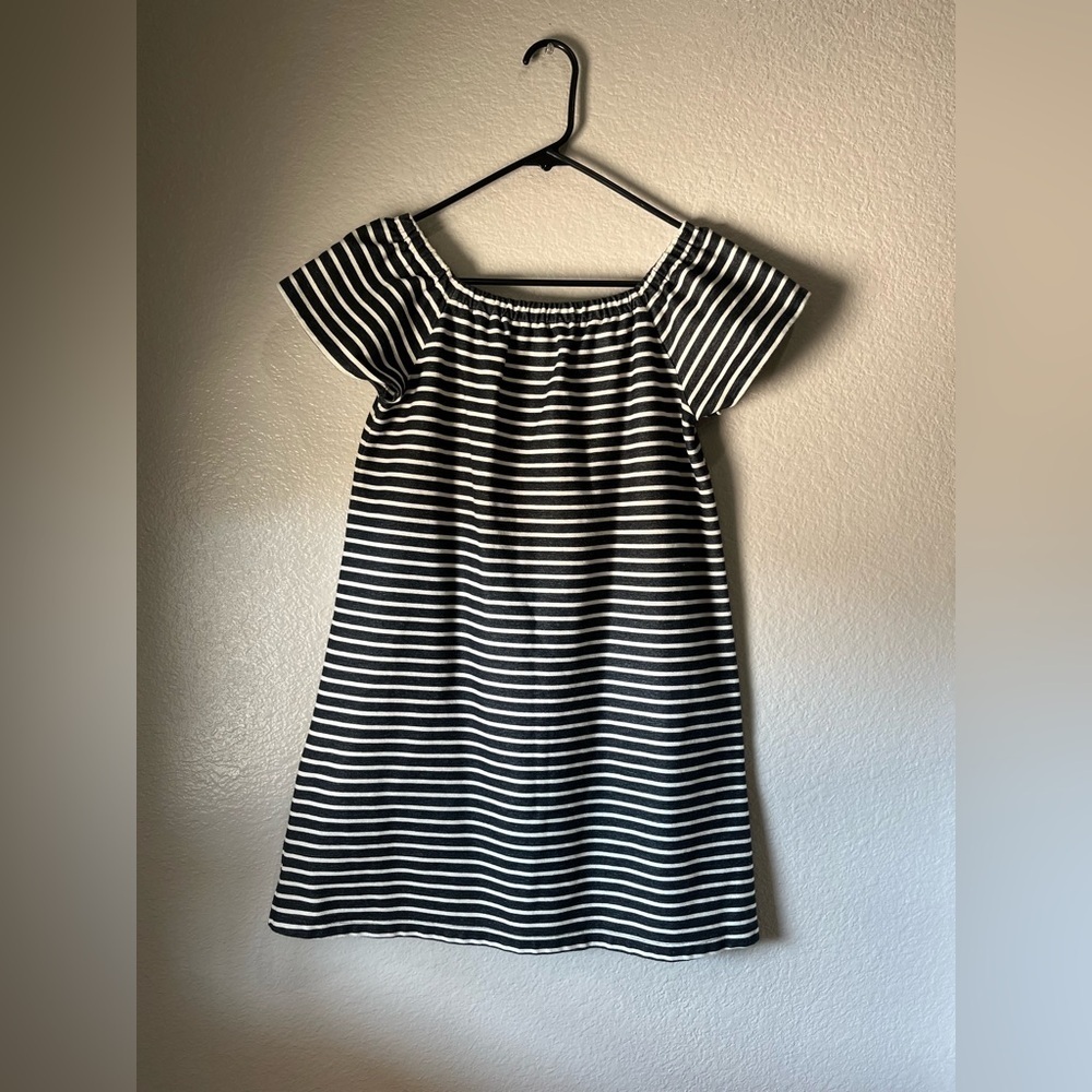 Madewell Women’s Black  White Striped Mini Dress Sz S Short Sleeve Casual